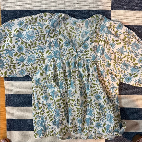 Mille Thalia  top in floral Blue and Green - Picture 5 of 6